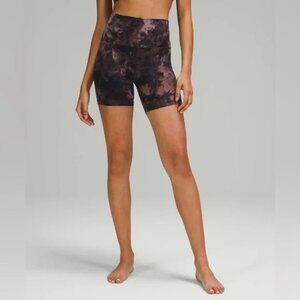 LULULEMON Align Bike Short 6" Diamond Dye Graphite Grey Pink Pastel Women's 14
